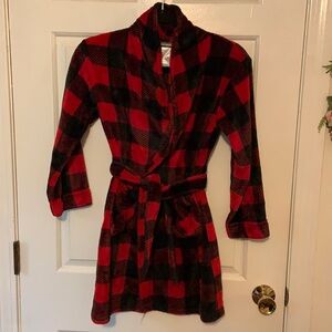 Climatesmart Buffalo Plaid Fleece Kids Bathrobe w/ Pockets